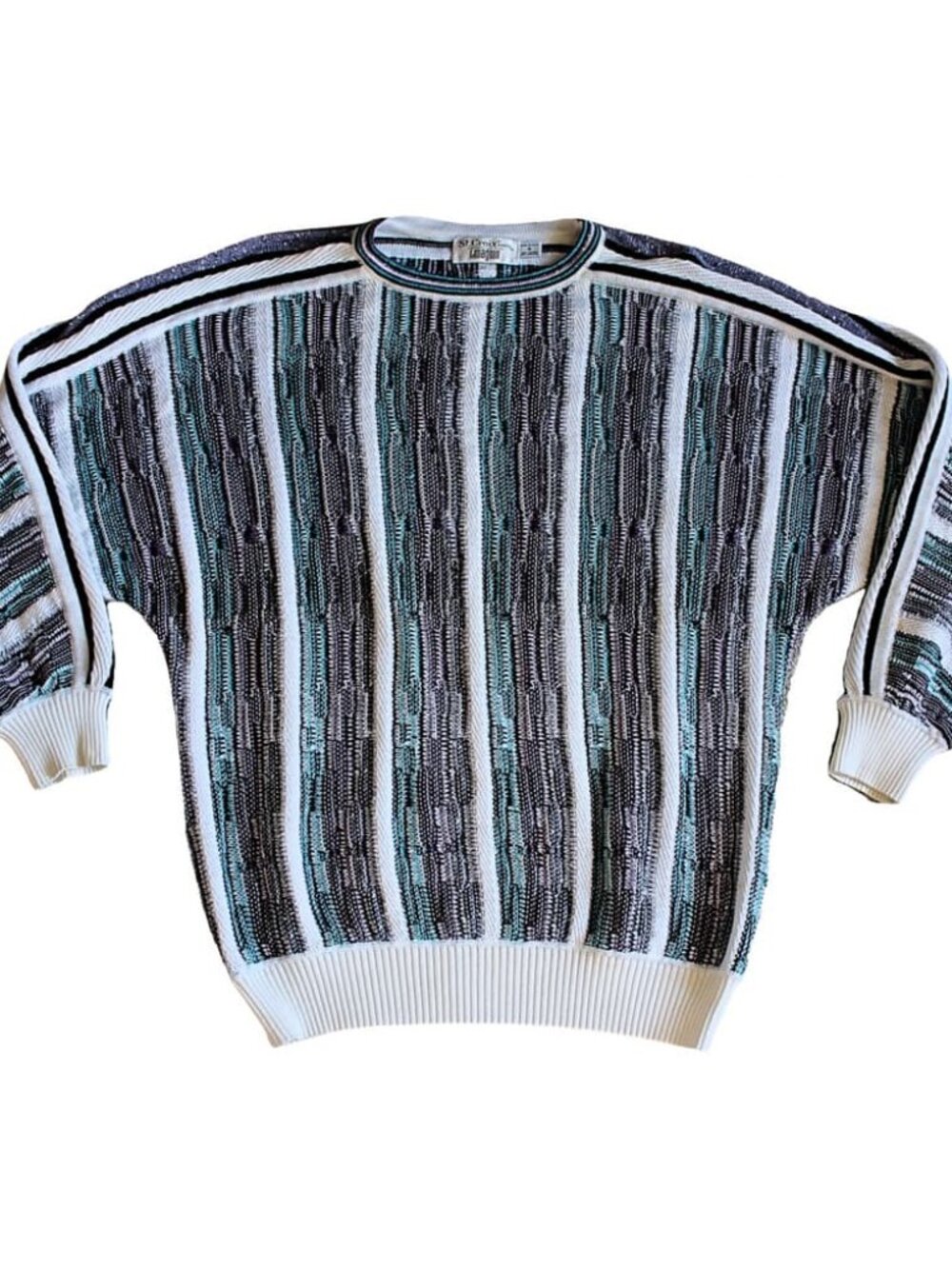 Vintage St Croix for I Magnin - Coogi Sweater, Rare Light Color, S Oversize